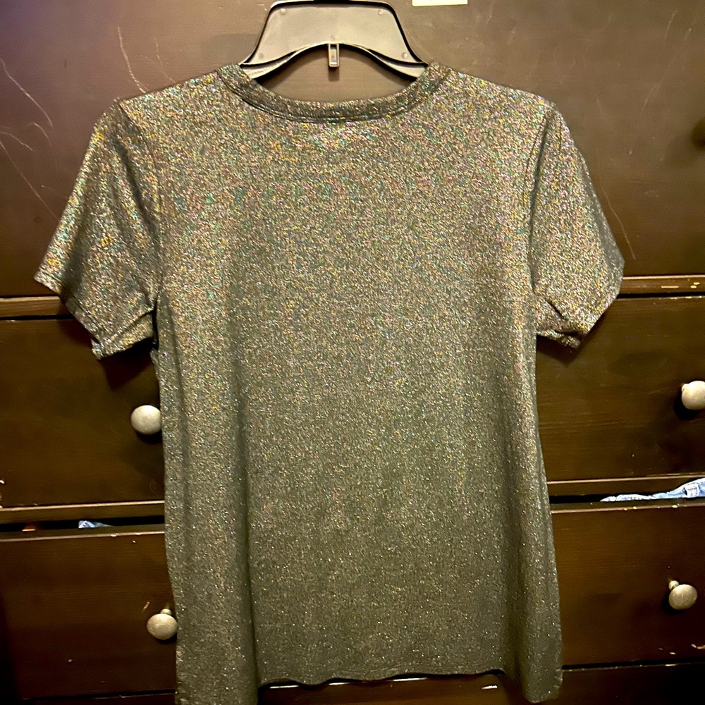 Black glittery short sleeve top